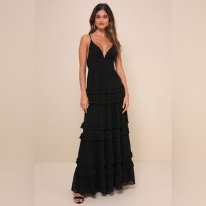 Lulus-Lavish Perfection Black Ruffled Tiered Maxi Dress